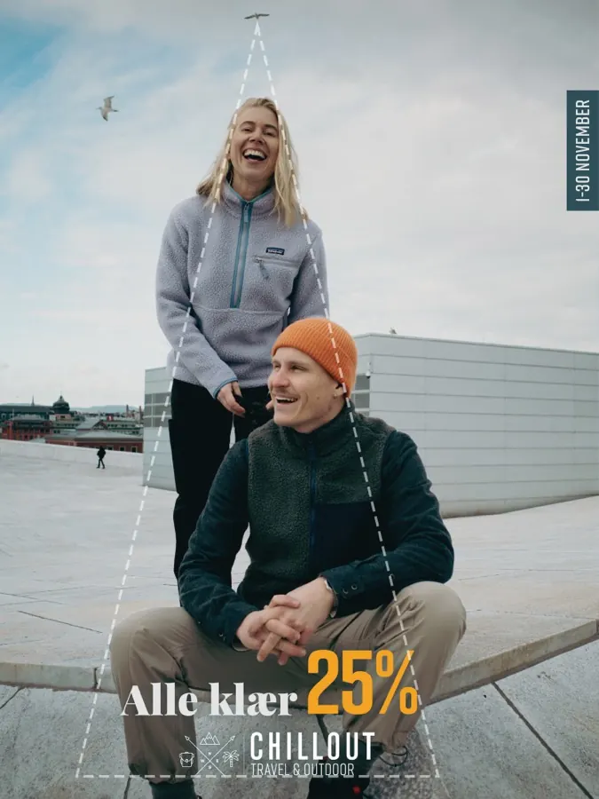 Bildekomposisjon markert med en trekant som viser hvordan blikket ledes gjennom banneret